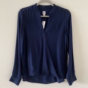 GAP Faux Wrap Long Sleeve Blouse